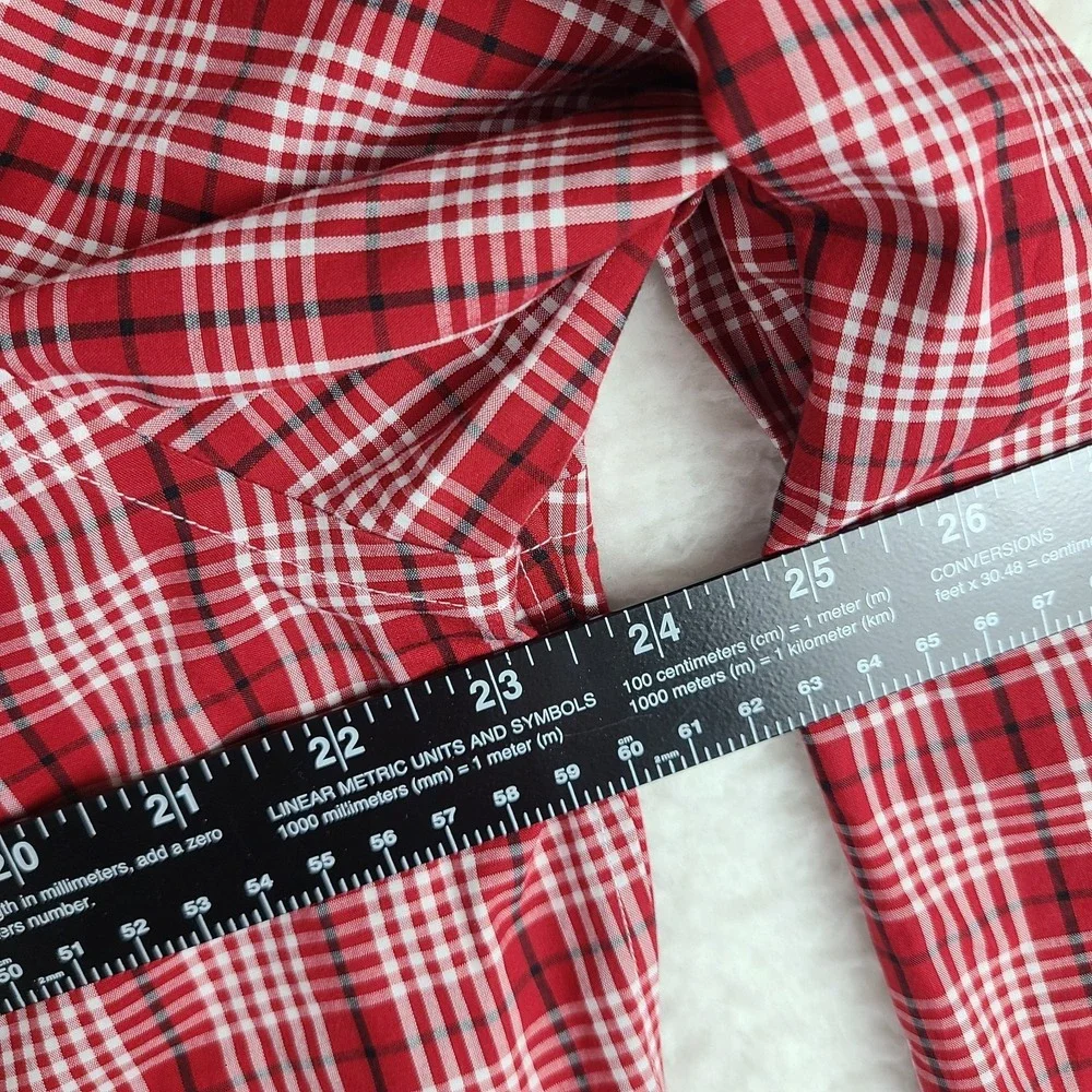 Banana Republic Dress Shirt Mens‎ XL Dark Red Plaid Non Iron Grant Fit Button Up